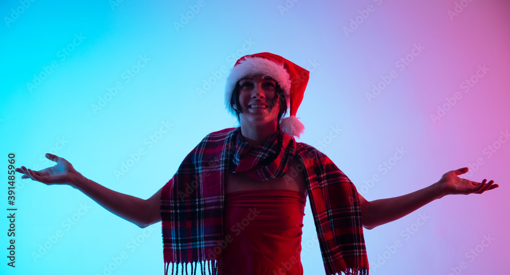 Portrait of beautiful female model wear santa hat
Portrait of beautiful female model wear santa hat