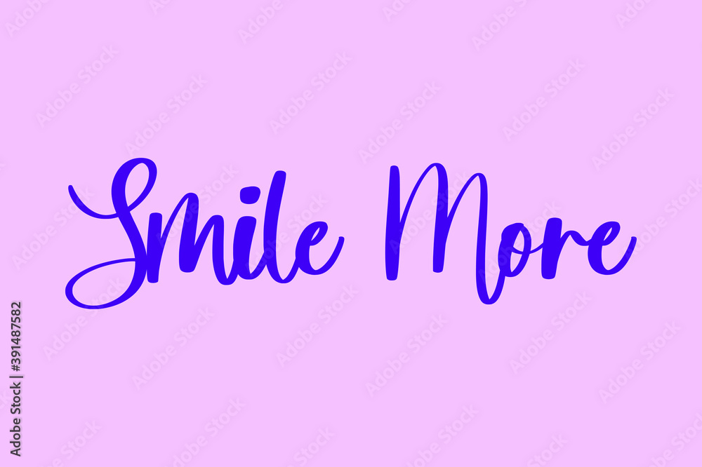 Smile More Typography Purple Color Text On  Light Pink Background 