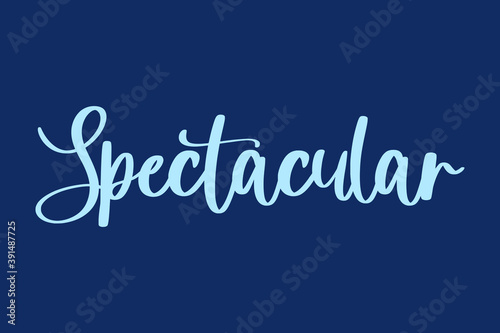 Spectacular Handwritten Font Cyan Color Text On Navy Blue Background