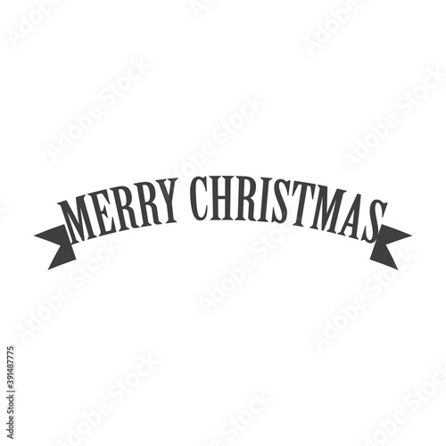 Periodo navideño. Logotipo con tipografía Merry Christmas como cinta en color gris