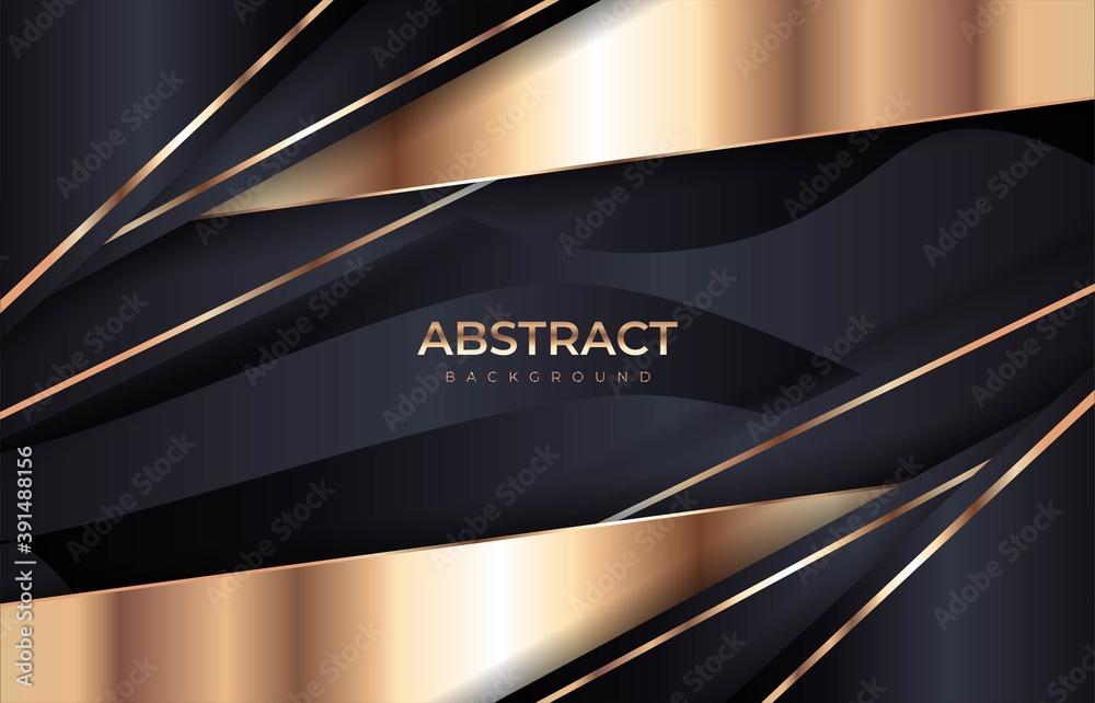 Fototapeta premium Abstract luxury dark background with golden lines and Overlap modern combinations. premium vector