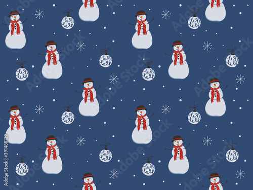 Vector illustration of Christmas pattern with xmas balls  texture for winter holidays  can be used for textile  postcard  wrapping paper  poster  greeting cards. 