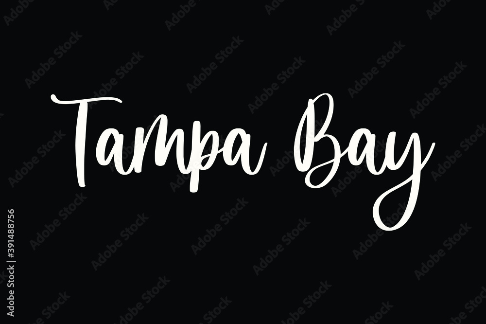 Tampa Bay Handwritten Font White Color Text On Black Background