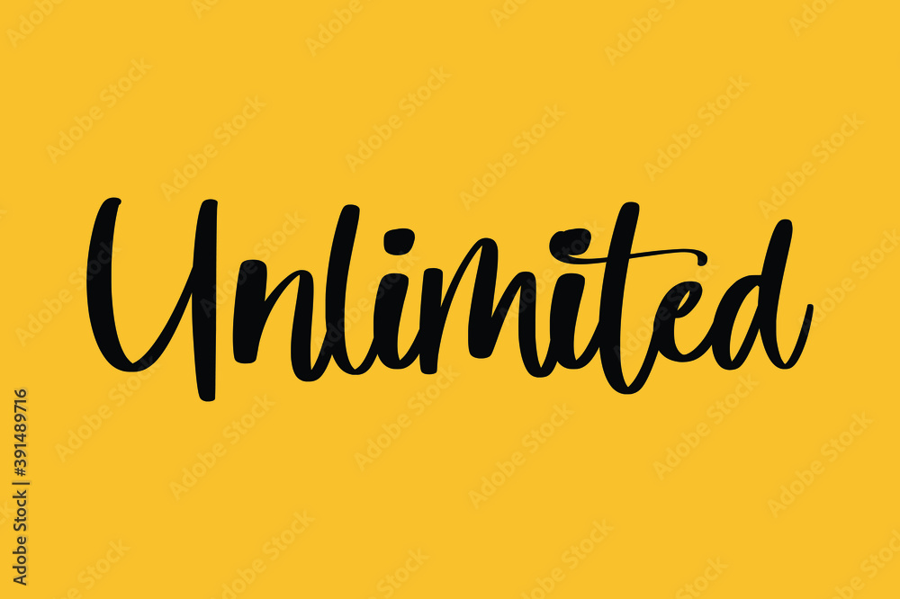 Unlimited Cursive Typography Black Color Text On Yellow Background