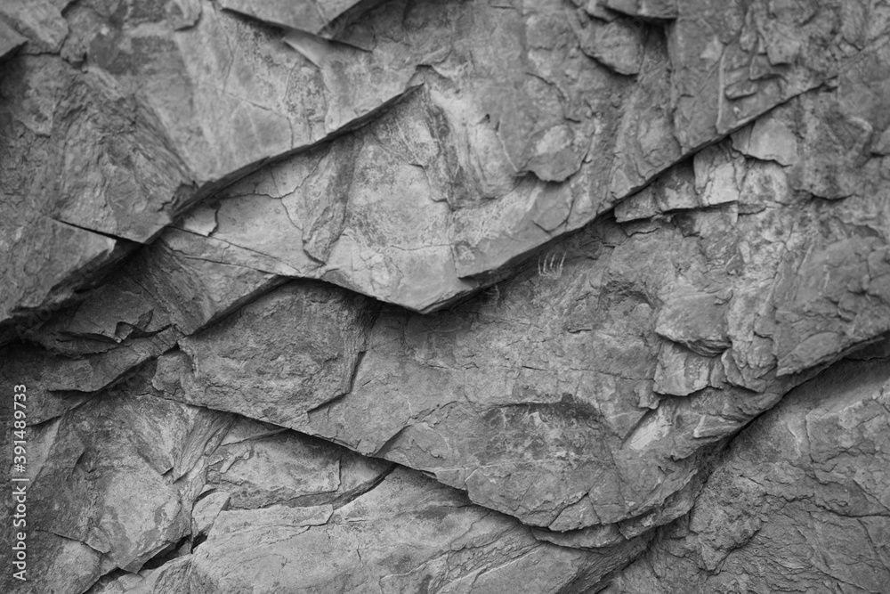 Black white rock background. Rocky stone surface texture. Gray rough  background. Grunge. Stock Photo | Adobe Stock