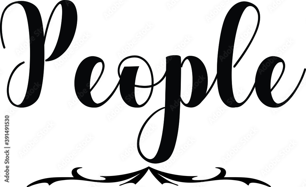 Obraz premium People Bold Calligraphy Black Color Text On White Background