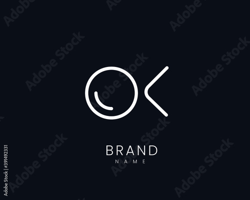 Ok initial creative letter logotype branding mark modern elegant clean ko o k typography line element trendy flat simple beauty identity company