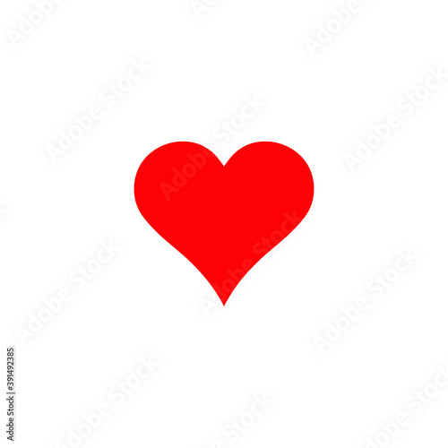 Red heart icon, love vector symbol, heart shape isolated on background.