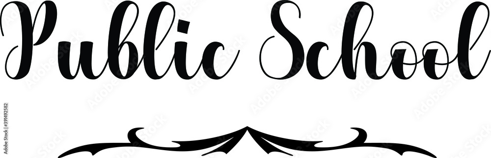 Public School Bold Calligraphy Black Color Text On White Background Public School Bold Calligraphy Black Color Text On White Background