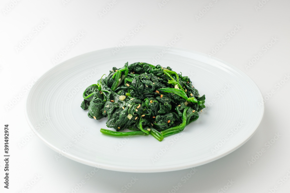 Spinach herbs on white background Spinach herbs on white background