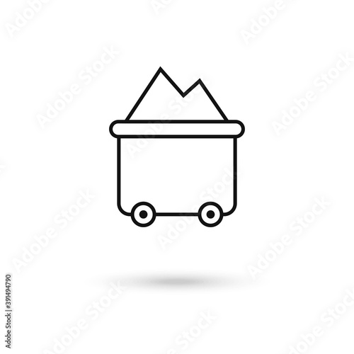 Coal wagon icon. Thin linear coal wagon outline icon isolated on white background from industry collection. Line vector coal wagon sign