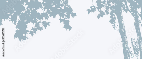 Tree leaves silhouette vector banner background, maple foliage