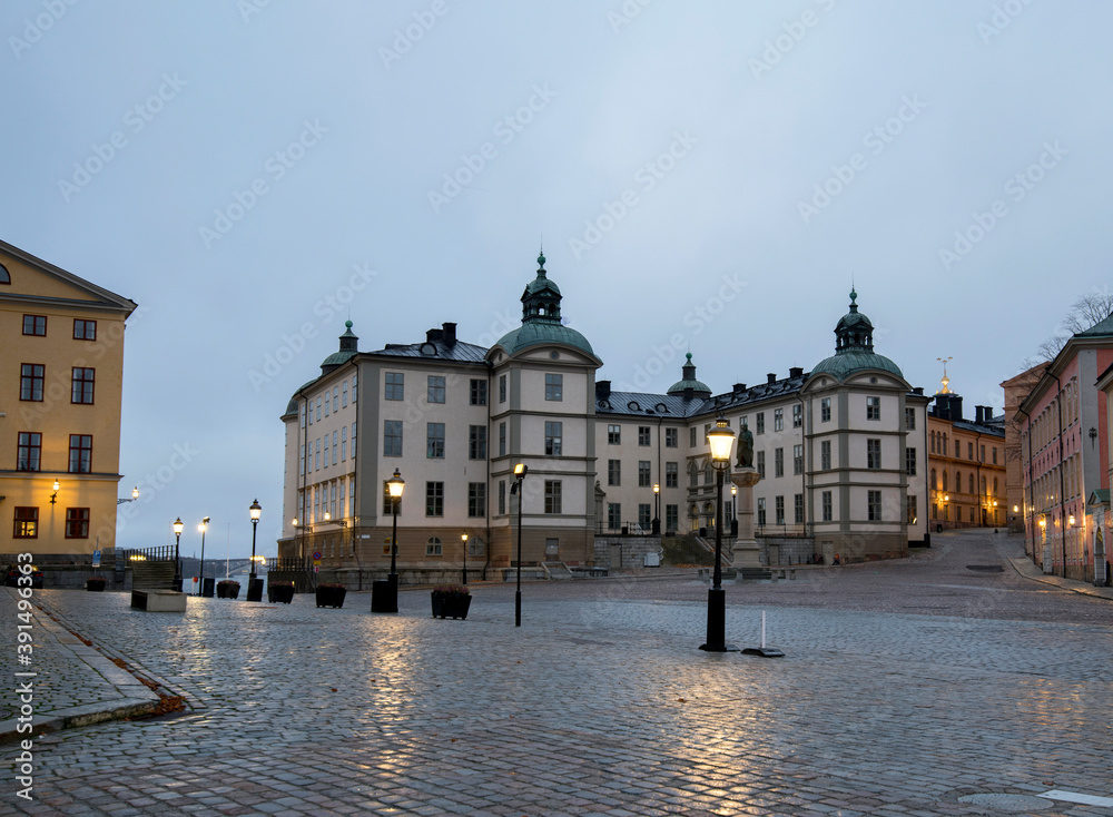 Court houses on the island Riddarholmen a gray autumn morning in Stockholm Court houses on the island Riddarholmen a gray autumn morning in Stockholm