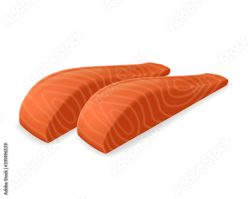 Two slices of salmon realistic vector illustration.