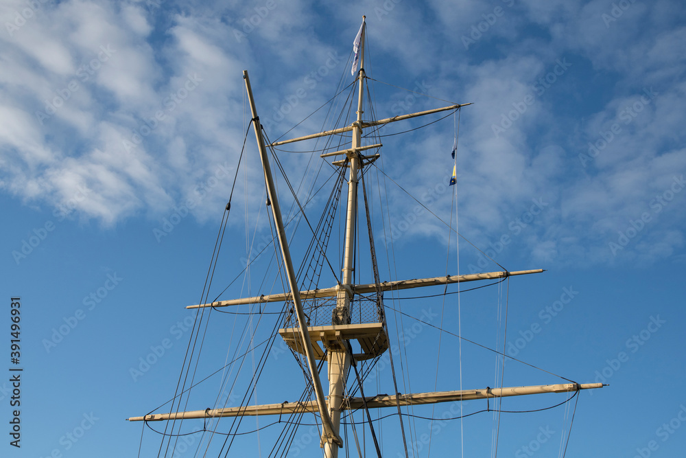 Ornamental sail boat rig a light cloudy sunny day in Stockholm Ornamental sail boat rig a light cloudy sunny day in Stockholm