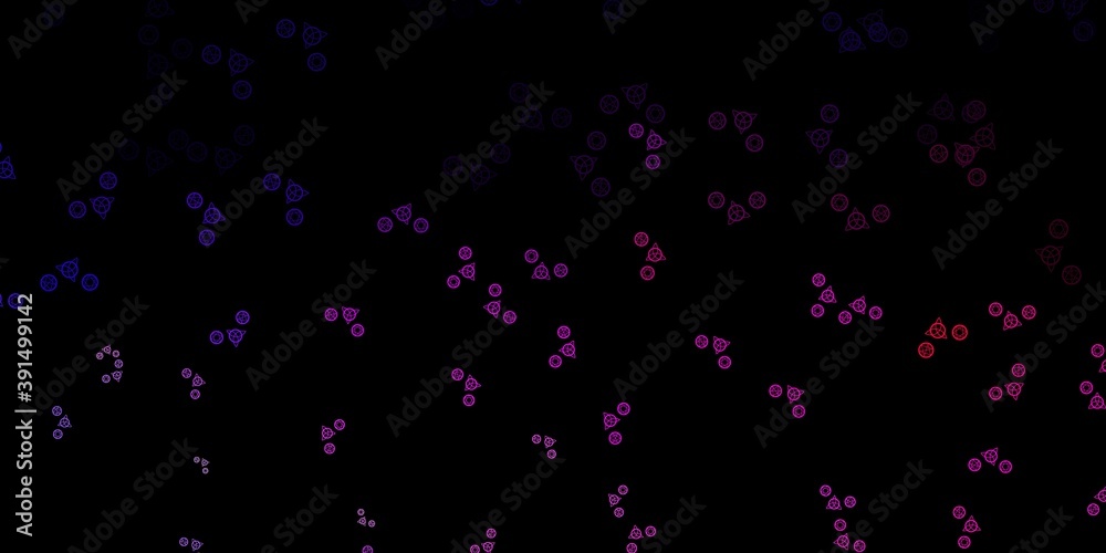 Dark Purple, Pink vector background with occult symbols.