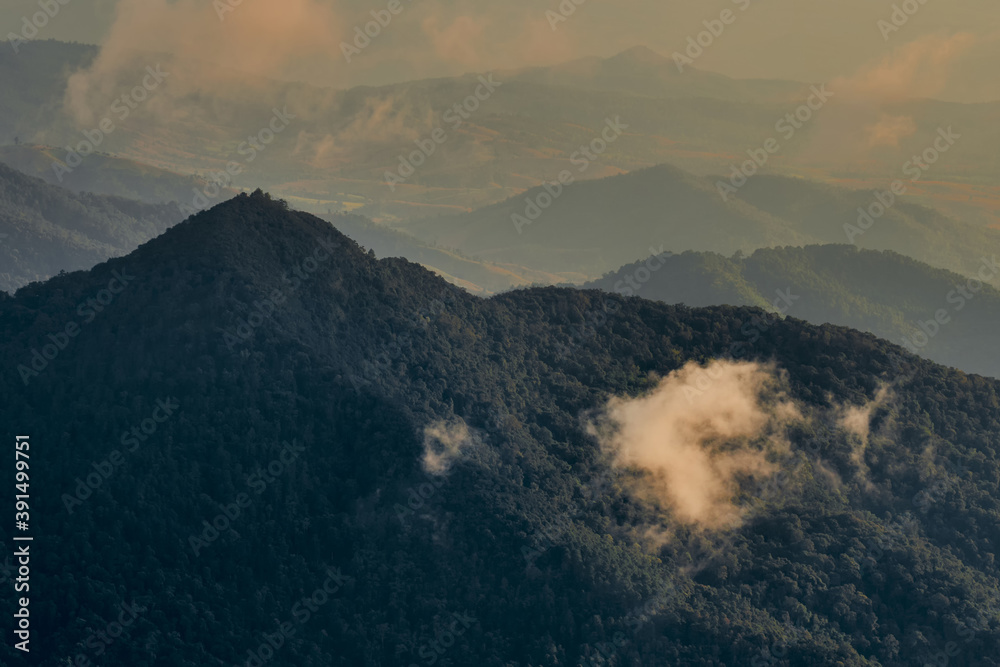 clouds over the Doi Inthanon mountain, Chiang Mai Thailand. The highest peak of Thailand