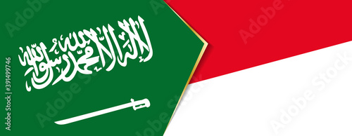Saudi Arabia and Monaco flags, two vector flags.