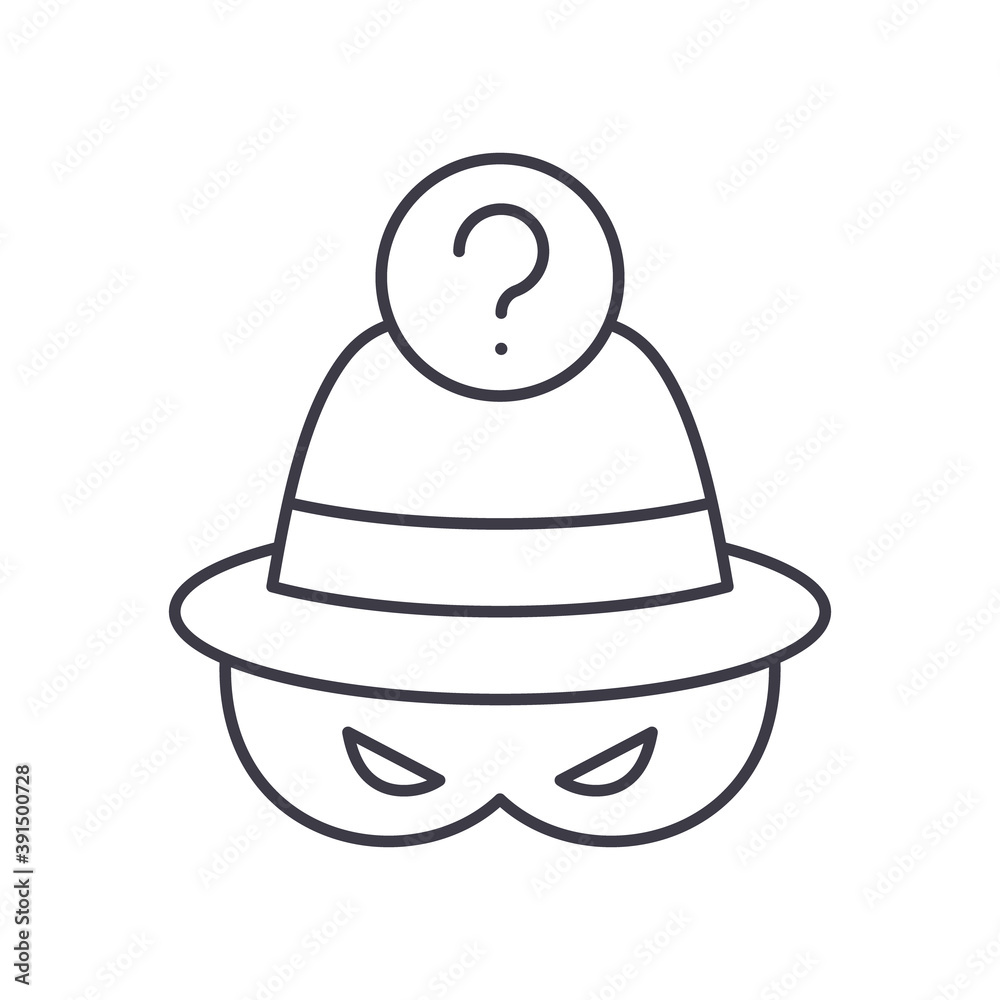 Anonymity concept icon, linear isolated illustration, thin line vector, web design sign, outline concept symbol with editable stroke on white background. Anonymity concept icon, linear isolated illustration, thin line vector, web design sign, outline concept symbol with editable stroke on white background.
