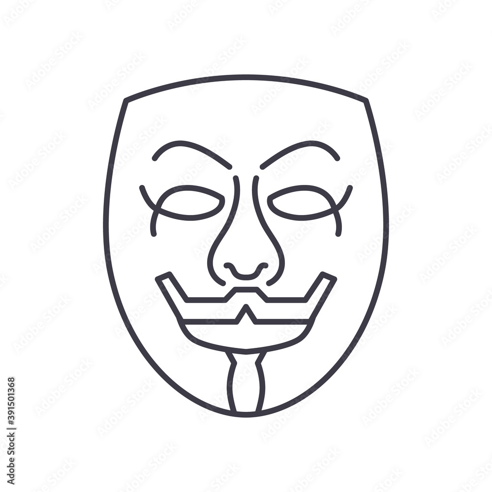 Anonymity icon, linear isolated illustration, thin line vector, web design sign, outline concept symbol with editable stroke on white background. Anonymity icon, linear isolated illustration, thin line vector, web design sign, outline concept symbol with editable stroke on white background.