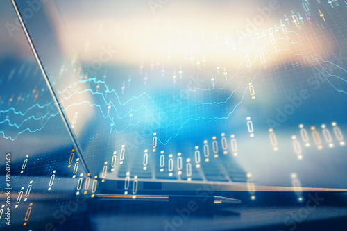 Wallpaper Mural Forex graph hologram on table with computer background. Multi exposure. Concept of financial markets. Torontodigital.ca