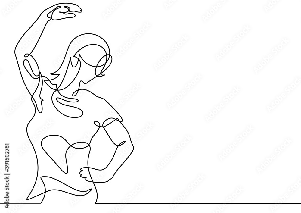 Woman doing yoga exercise continuous one line vector illustration Woman doing yoga exercise continuous one line vector illustration