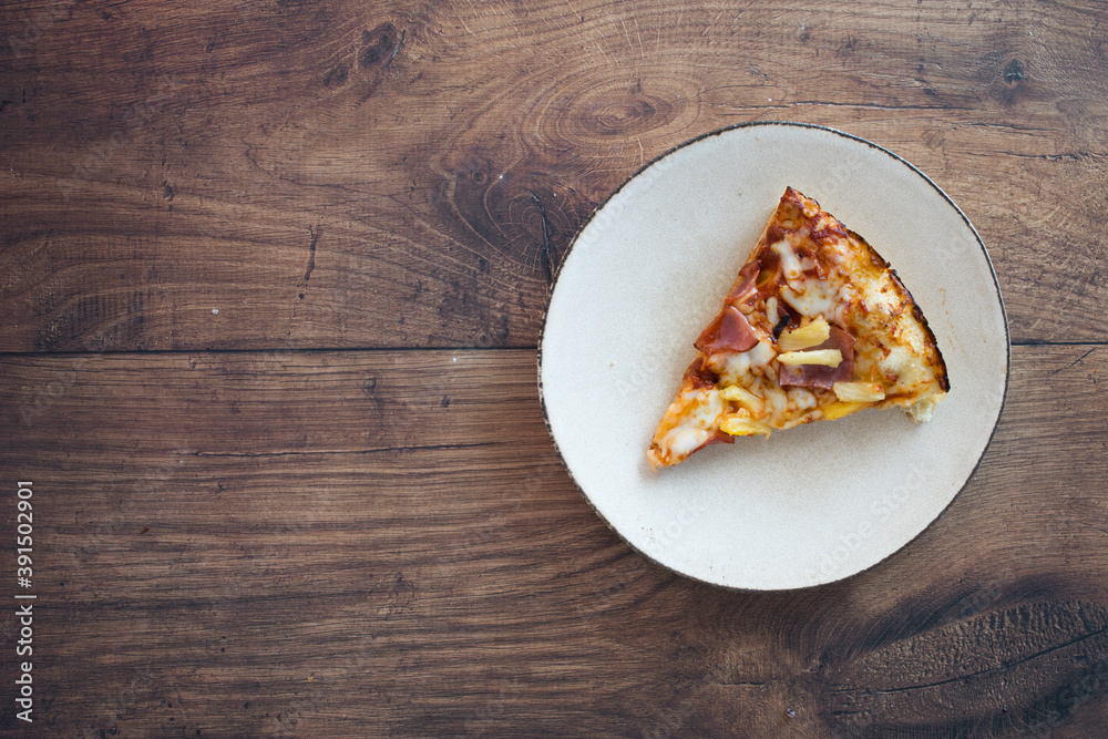 Slice of Hawaiian Pizza with Rom for Copy Slice of Hawaiian Pizza with Rom for Copy