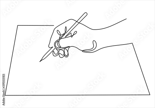 Single continuous line drawing of hand gesture on paper. Business to do list concept one line draw design illustration