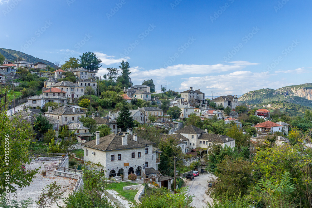 Aristi village, one of the most beautiful villages in Zagori region, or Zagorochoria, in Epirus region, Greece, Europe.