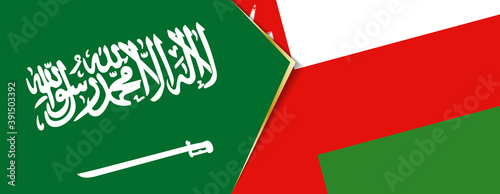 Saudi Arabia and Oman flags, two vector flags.