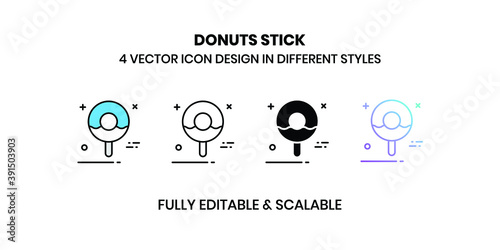 Donut Stick vector illustration icons in different styles