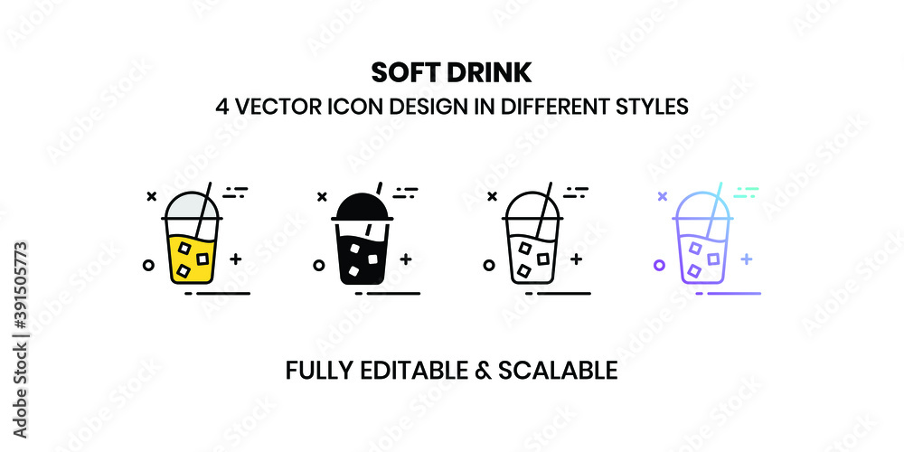 Soft Drink vector illustration icons in different styles