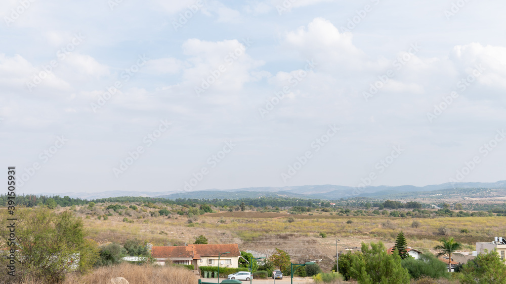 Naklejka premium nature, summer, sun, landscape, plant, hill, tree, sky, photography, lawn, no people, autumn, valley, green color, backgrounds, outdoors, blue, landscape - scenery, environment, landscaped, wood - mat