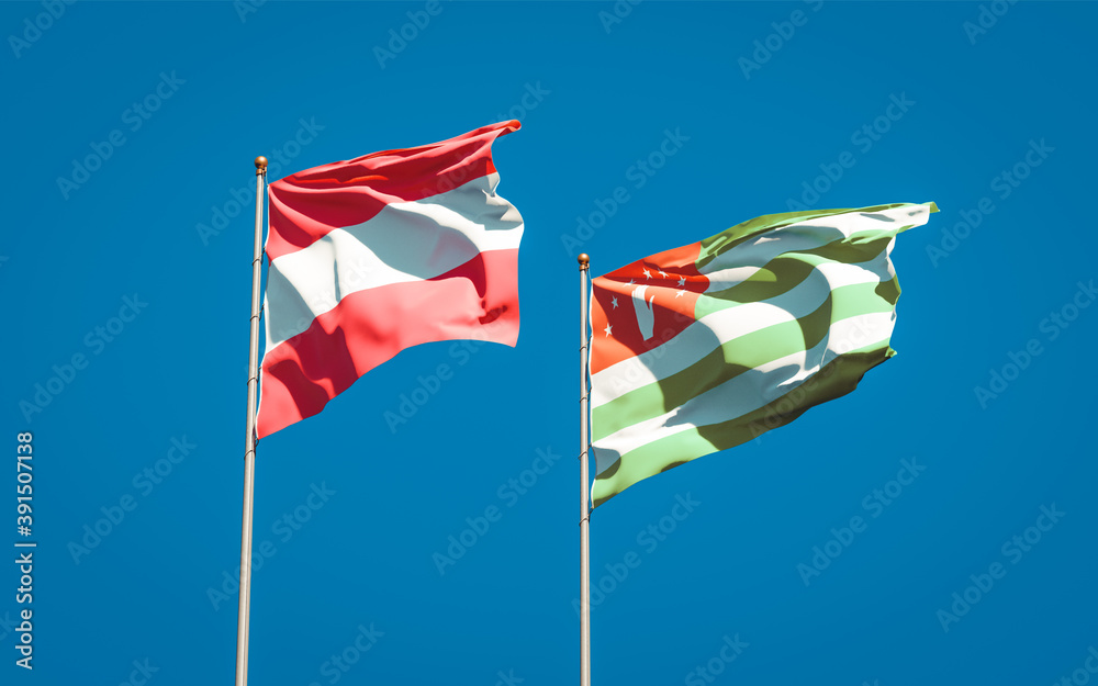 Beautiful national state flags of Abkhazia and Austria. Beautiful national state flags of Abkhazia and Austria.