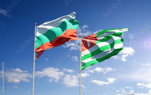 Beautiful national state flags of Abkhazia and Bulgaria.