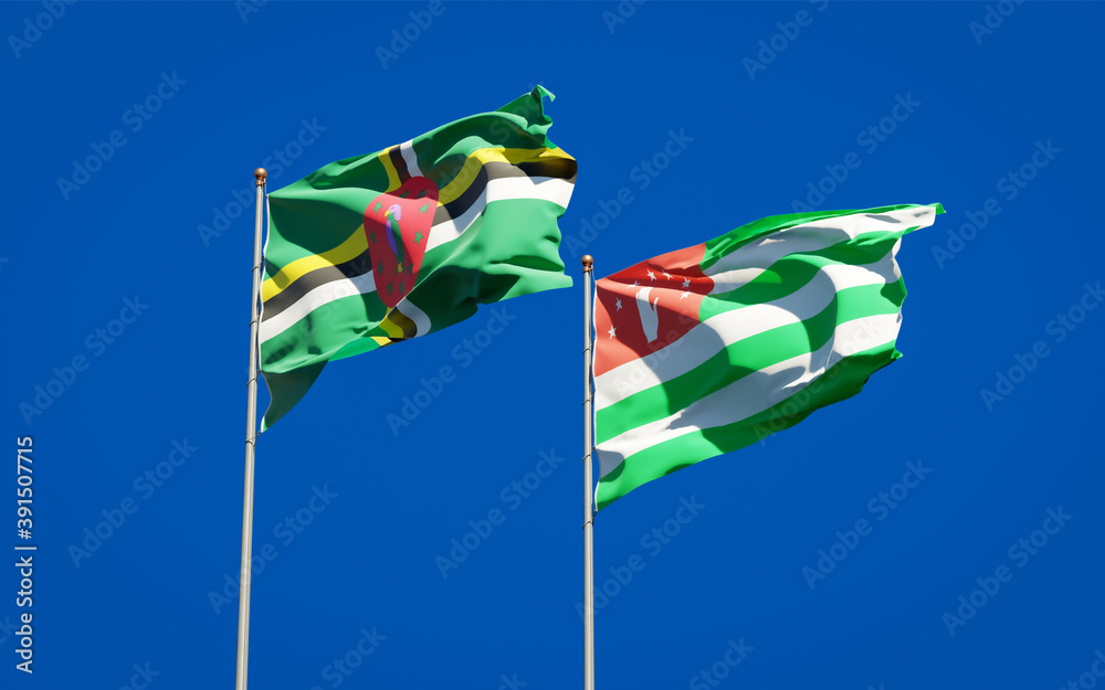 Beautiful national state flags of Abkhazia and Dominica. Beautiful national state flags of Abkhazia and Dominica.