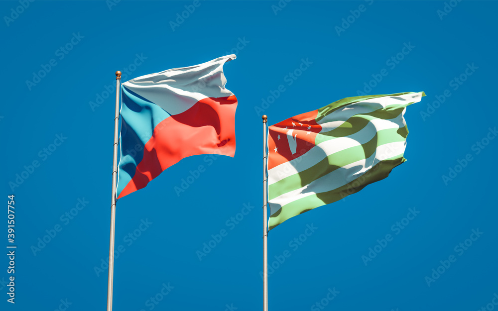 Beautiful national state flags of Abkhazia and Czech. Beautiful national state flags of Abkhazia and Czech.