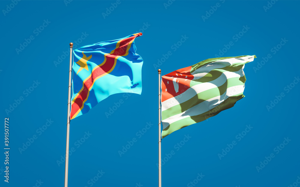 Beautiful national state flags of Abkhazia and Congo. Beautiful national state flags of Abkhazia and Congo.