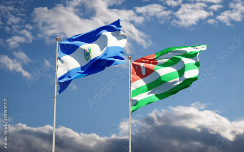 Beautiful national state flags of Abkhazia and El Salvador.