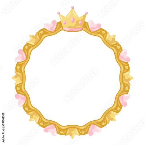 Princess frame with hearts and crowns.