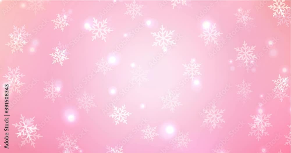 4K looping light pink flowing video in Xmas style. Colorful fashion clip with gradient stars, snowflakes. Slideshow for mobile apps. 4096 x 2160, 30 fps.