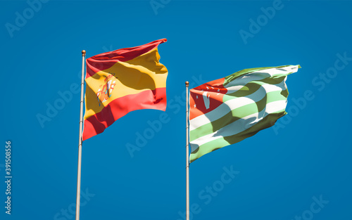 Beautiful national state flags of Spain and Abkhazia.