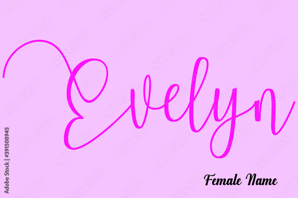 Evelyn-Female Name Brush Calligraphy Dork Pink Color Text on Pink Background
