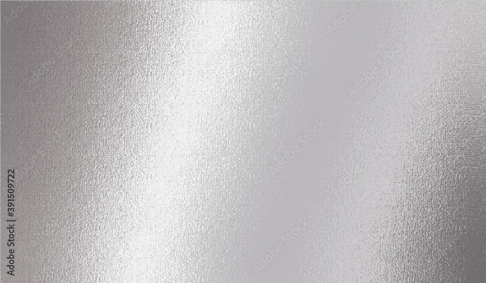 Silver metallic effect foil. Silver texture. Gradient background. Metal