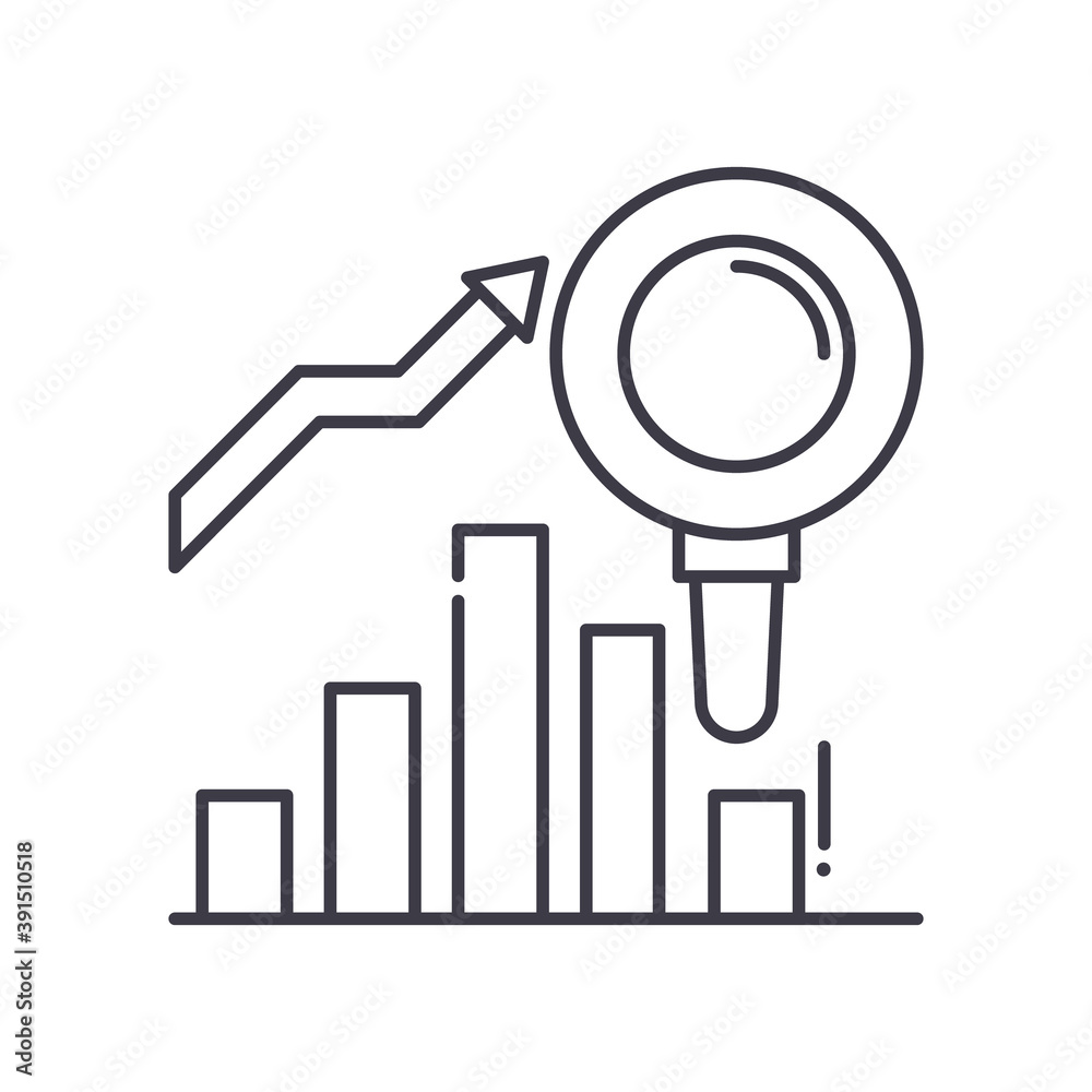 Analytic icon, linear isolated illustration, thin line vector, web design sign, outline concept symbol with editable stroke on white background. Analytic icon, linear isolated illustration, thin line vector, web design sign, outline concept symbol with editable stroke on white background.