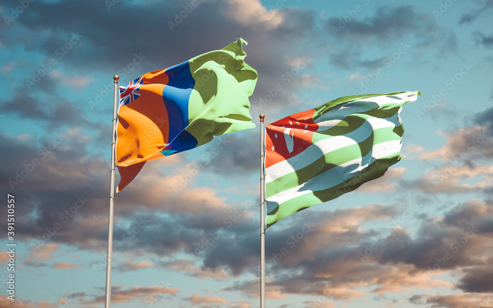 Beautiful national state flags of Sultanate of M'Simbati and Abkhazia. Beautiful national state flags of Sultanate of M'Simbati and Abkhazia.