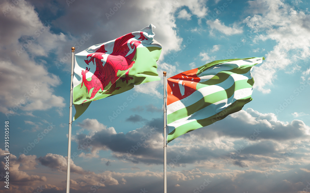 Beautiful national state flags of Wales and Abkhazia. Beautiful national state flags of Wales and Abkhazia.