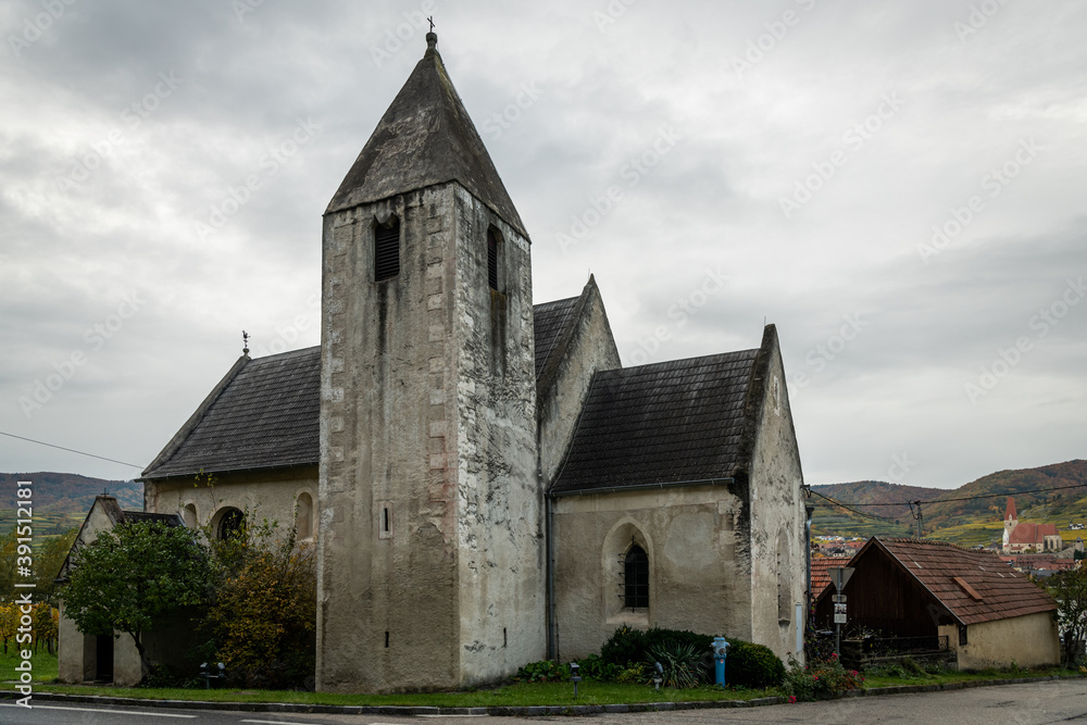 Old church of St. Lorenz on a cloudy day in autumn