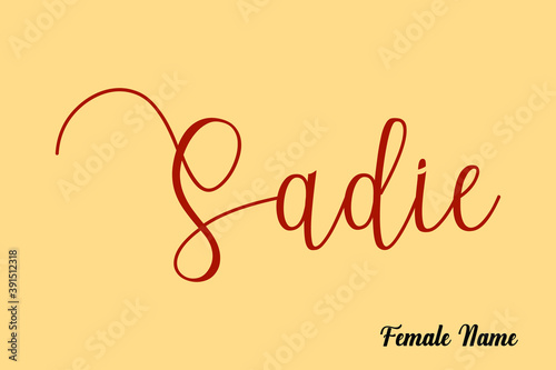 Sadie-Female Name Typography Dork Yellow Color Text on Light Yellow Background
