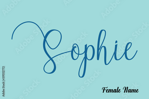 Sophie-Female Name Cursive Calligraphy Dork Cyan Color Text On Light Cyan Background